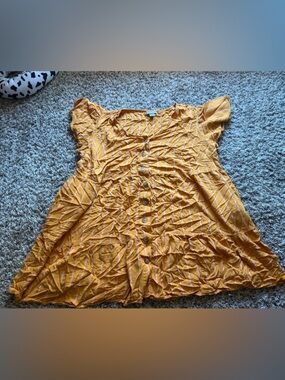 Ava & Viv Mustard Yellow Striped Blouse